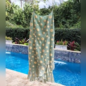 Alba Conde Aqua Polka-dot Designer Couture Cocktail Dress Women's Size EU 42 (M)